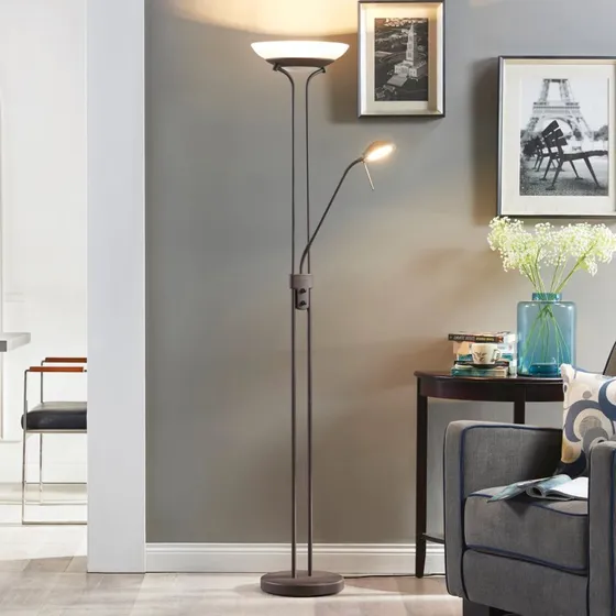 Lindby LED vloerlamp Yveta - Roestkleurig - Dimbare Uplighter