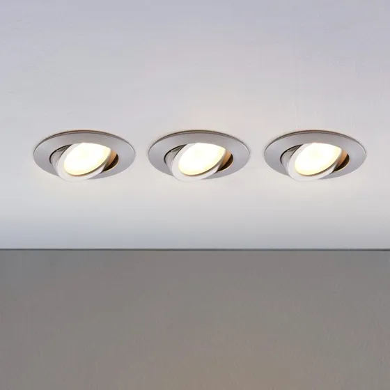 Lindby Andrej LED Inbouwspot - Rond, Aluminium - Set van 3
