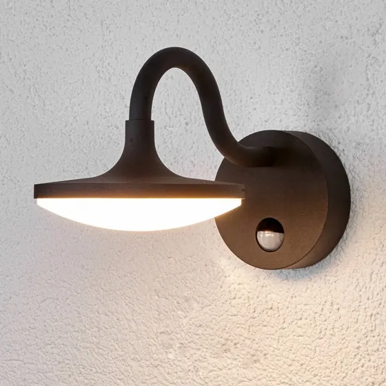 Lucande LED Buitenwandlamp Finny met bewegingssensor - Zwart