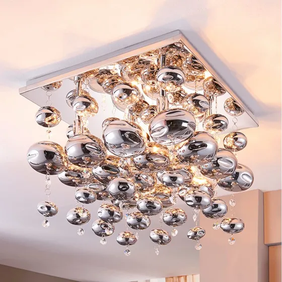 Lindby Esfera Plafondlamp - Chroom/Rookgrijs - 35cm