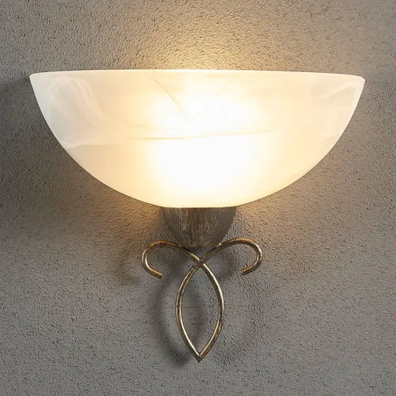 Lindby Wandlamp Mohija - Antiek Goud/Wit Albast - 25 cm