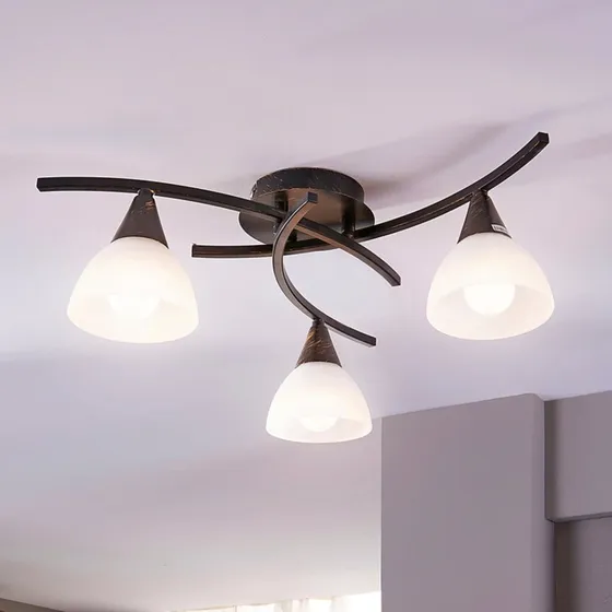 Lindby Plafondlamp Della Zwart-Goud, Ø 58 cm, 3x E14