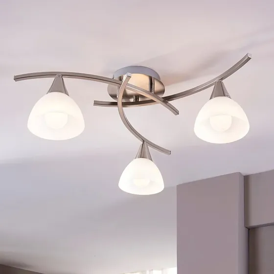 Lindby Plafondlamp Della - Nikkel - Ø 58 cm - 3x E14