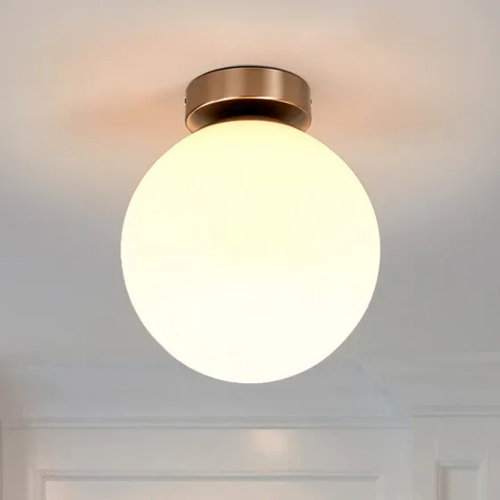 Lindby Plafondlamp Lennie - Wit Glas - Ø 20 cm - IP44