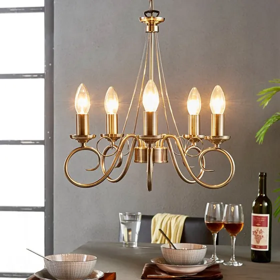 Lindby Marnia Kroonluchter - Antiek Brons - 5-lamps - Ø 40 cm