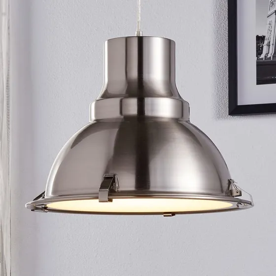 Lindby Letty Hanglamp - Nikkel - Ø 39 cm - Industrieel