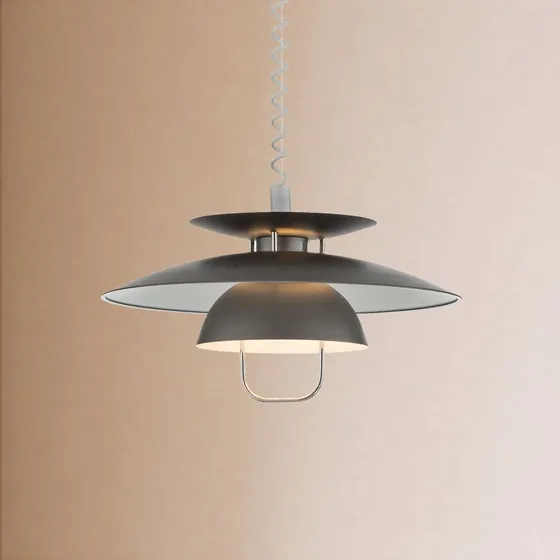 Lindby Hanglamp Nadija - Grijs - 43 cm - In hoogte verstelbaar