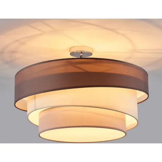 Lindby Melia Plafondlamp - Textiel - Bruin/Grijs - Ø 56 cm