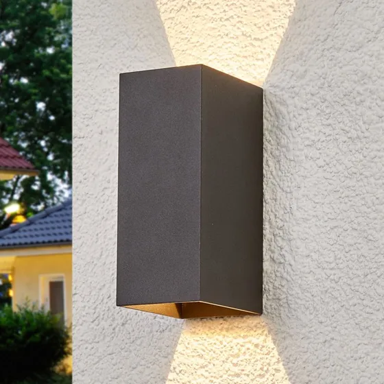 Lucande Mikka LED Buitenwandlamp - Antraciet - 17 cm
