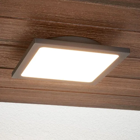 Lucande Mabella LED Buitenplafondlamp - 23 cm - Sensor - Zwart