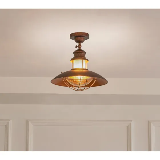 Lindby Louisanne Plafondlamp - Rustiek Bruin - Ø 35 cm