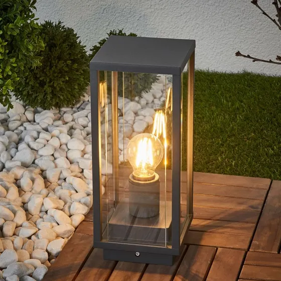Lucande Annalea Buiten Sokkellamp - Antraciet - 35 cm