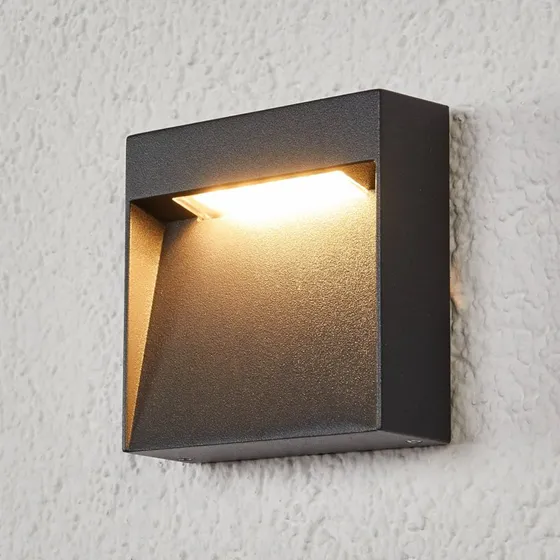 Lucande Bene LED Buitenwandlamp - Donkergrijs Aluminium