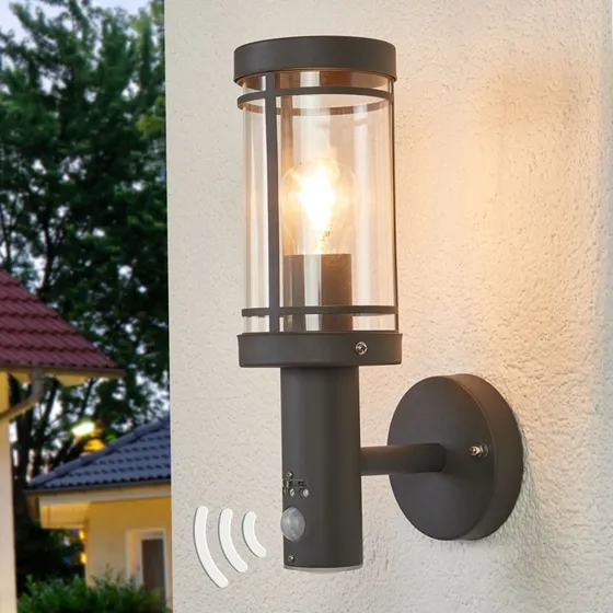 Lindby Djori Buitenwandlamp met Bewegingssensor - Antraciet