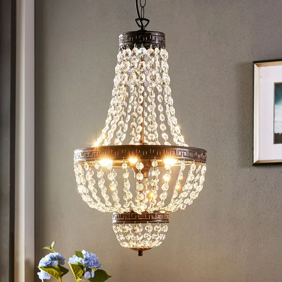 Lindby Jorve Hanglamp - Kristal & Antiek - Zwart/Goud