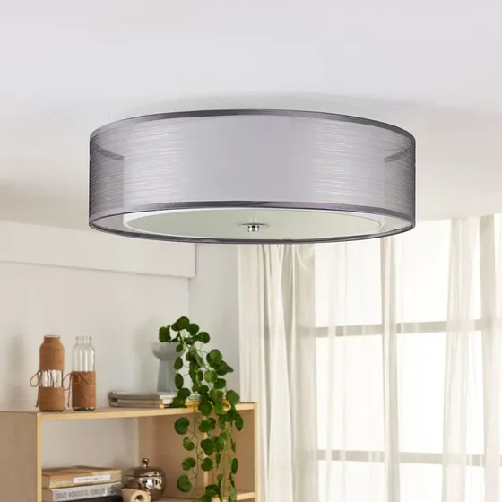 Lindby Plafondlamp Tobia - Grijs/Wit - Ø 50 cm