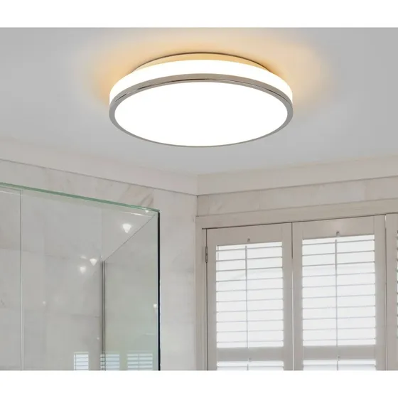 Lindby Lyss LED Plafondlamp - Chroom & Glas - Ø 34 cm - IP44