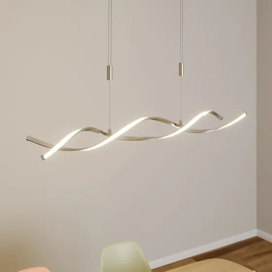 Lindby Auron LED Hanglamp - Nikkel/Wit - Modern & Dimbaar