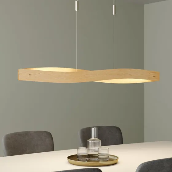 Quitani Lian Hanglamp - Eikenhout & Nikkel - Dimbaar