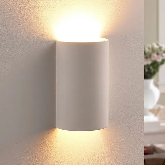 Lindby Colja Wandlamp - Rond - Wit - Gips