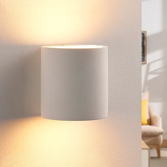Lindby Wandlamp Krista - Wit Gips - Modern - Up & Downlight