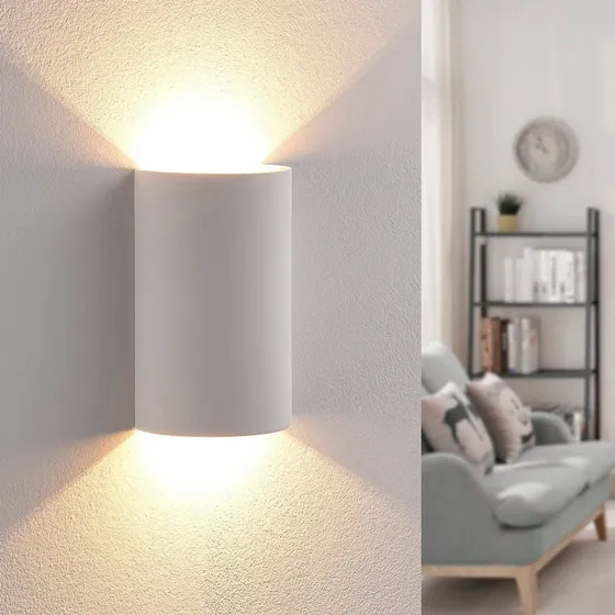 Lindby Jenke LED Wandlamp - Wit Gips - 16 cm
