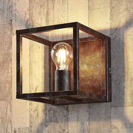 Lindby Wandlamp Emin, Roestkleur, Metaal, 18 cm