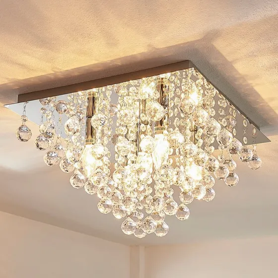 Lindby Annica Plafondlamp - Chroom/Helder - 42 cm