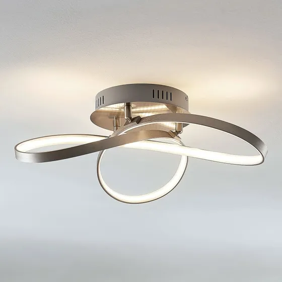 Lindby Saliha LED Plafondlamp - Modern - Nikkel/Grijs