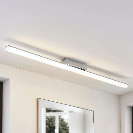Lindby Levke LED Badkamer Plafondlamp - 116 cm - Wit/Chroom