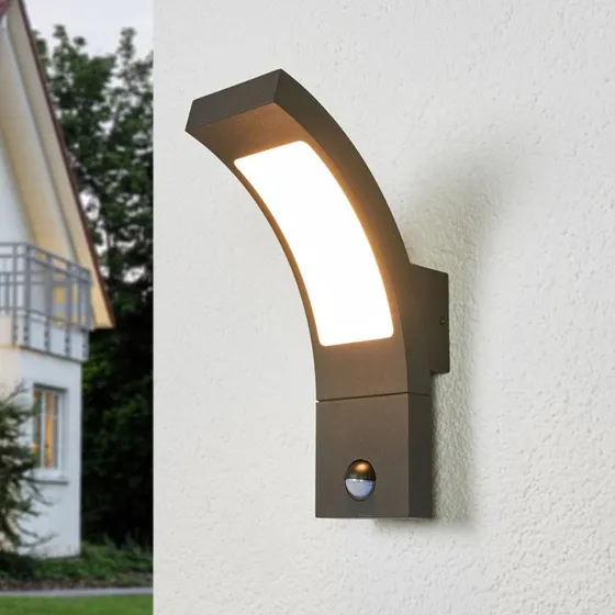 Lucande Juvia LED Buitenwandlamp met Bewegingssensor, Grafietgrijs