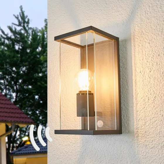 Lucande Annalea Buitenwandlamp met Bewegingssensor, Zwart, 29cm