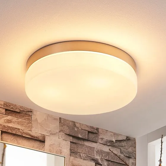 Lindby Amilia Plafondlamp - Nikkel & Opaalglas - Ø30 cm