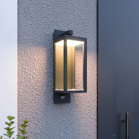Lucande Ferdinand LED Buitenwandlamp met Bewegingssensor - Donkergrijs