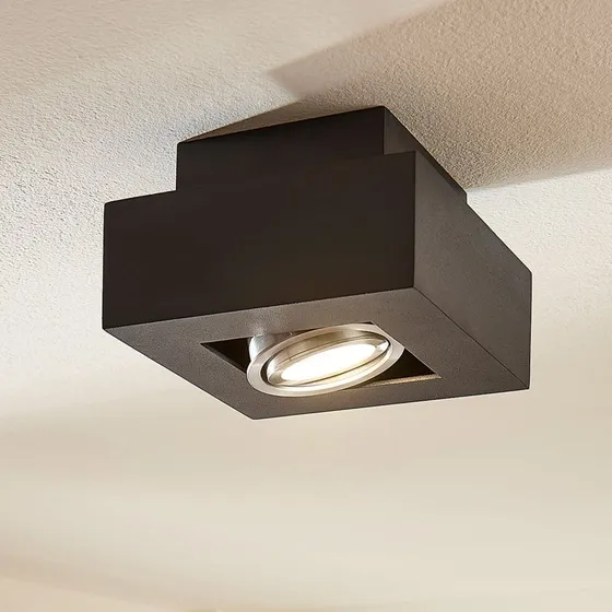 Arcchio Vince 1 Plafondlamp Zwart - Aluminium - GU10