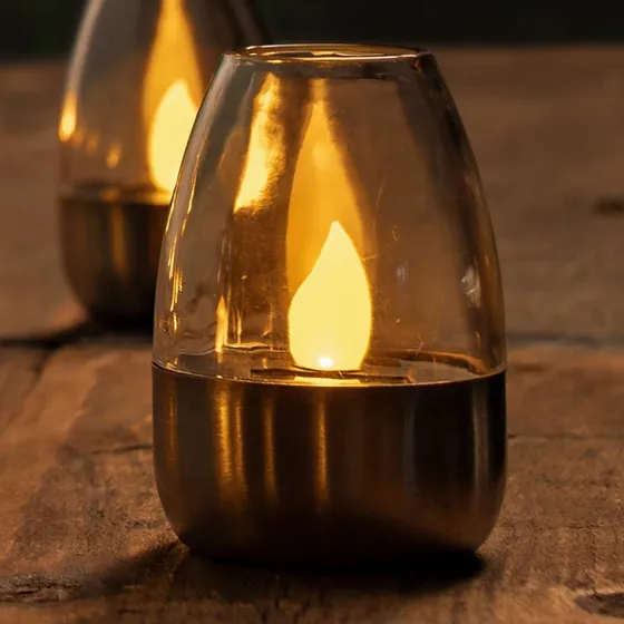 Lindby Pedas LED Tafellampen - Set van 10 - Zonne-energie - Grijs