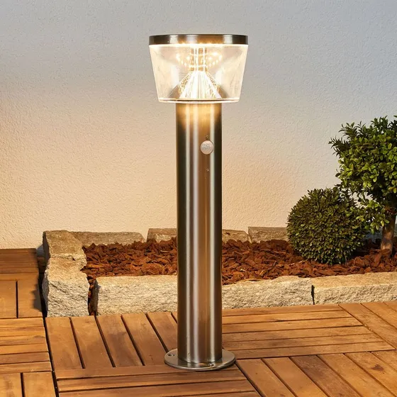 Lindby LED Solar Sokkellamp Antje met Bewegingsmelder - RVS