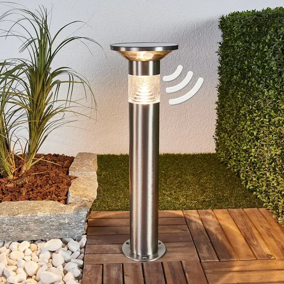 Lindby Jalisa LED Solar Sokkellamp met Sensor, 54 cm, RVS