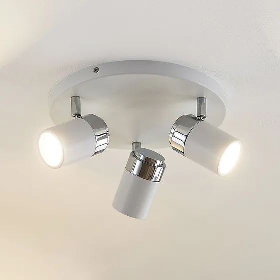 Lindby Kardo Plafondlamp - Rond, 3-lamps, Wit, IP44