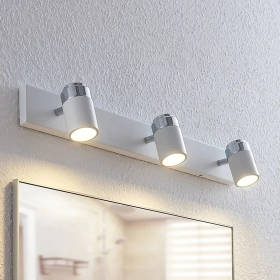 Lindby Kardo Plafondlamp - Wit/Chroom - IP44 - 3-Lamps
