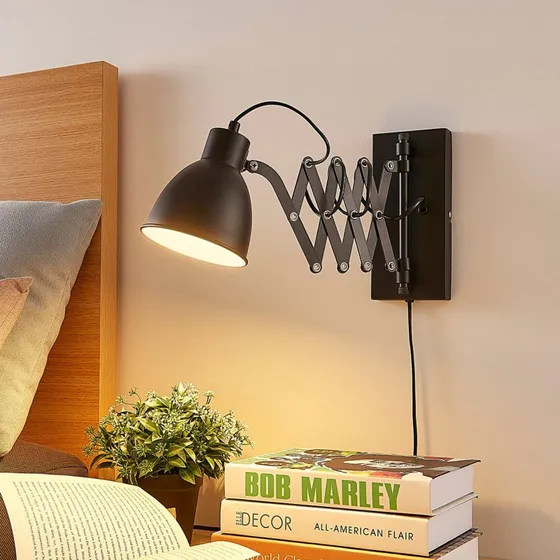 Lindby Wandlamp Merle - Zwart - 60 cm - Uitschuifbaar