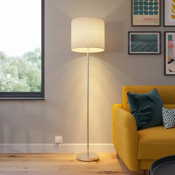 Lindby Everly Vloerlamp - Wit Textiel - Modern