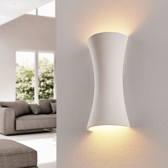 Lindby Wandlamp Edon, Wit, Gips, 30 cm