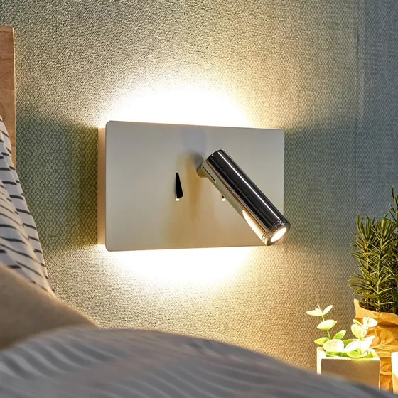 Lucande Elske LED Wandlamp - Wit - Met leeslampje