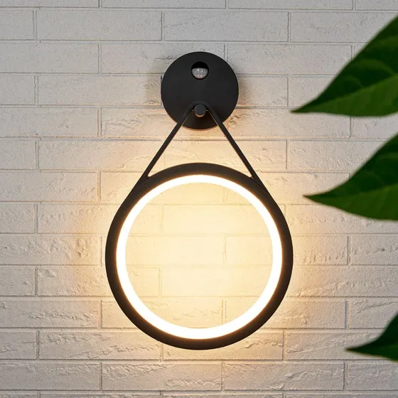 Lucande Mirco LED Buitenwandlamp met Bewegingssensor, Zwart