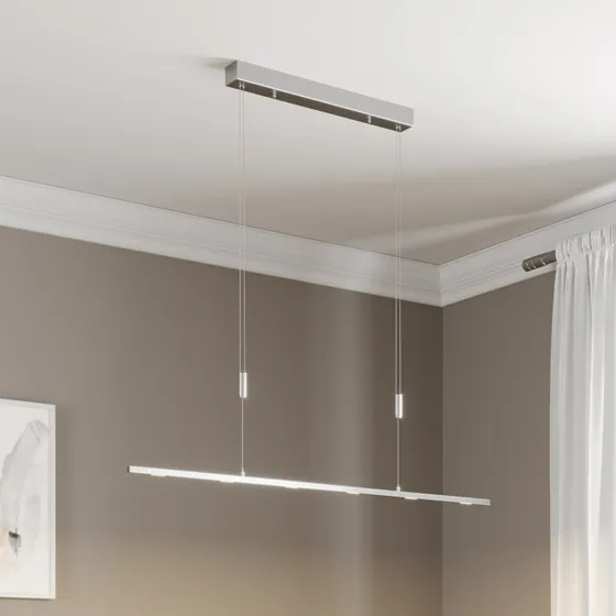 Lucande Arnik LED Hanglamp - Mat Nikkel - 120 cm - Dimbaar