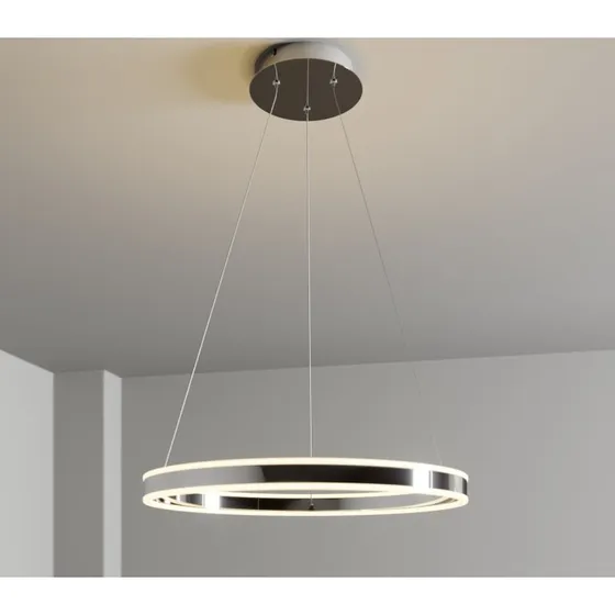 Lucande Lyani LED Hanglamp Ø60 cm - Chroom - Dimbare Ring