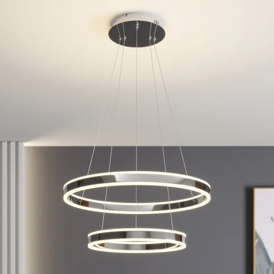 Lucande Lyani LED Hanglamp - Chroom - 60 cm - Dimbaar