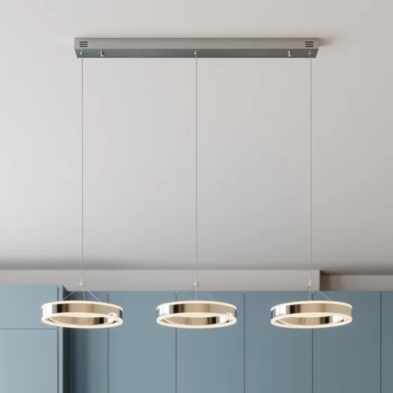 Lucande Lyani LED Hanglamp - Chroom - 115cm - Dimbaar