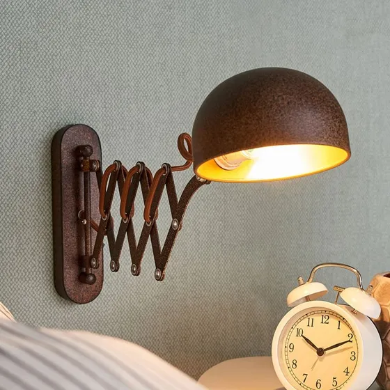 Lindby Wandlamp Curtis, Roest/Bruin, Verstelbaar, 57 cm
